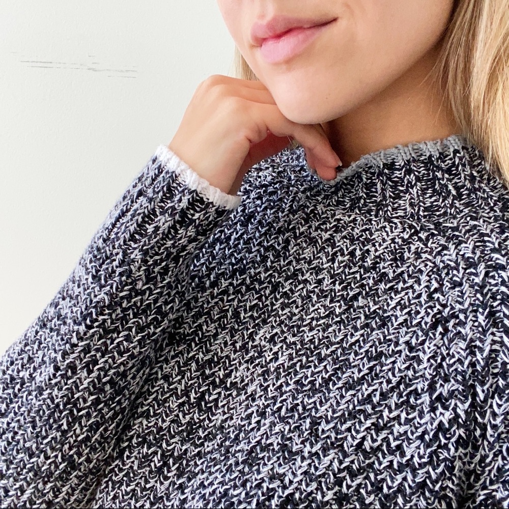 rag & bone Ilana Crew Knit Black White Sweater